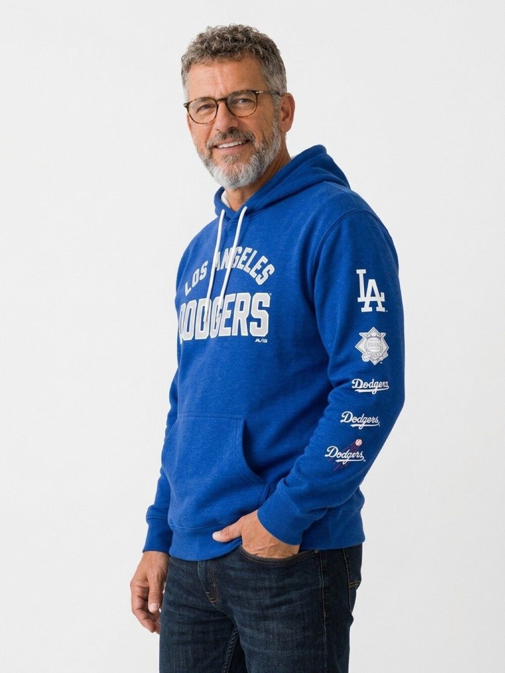 Majestic Los Angeles Dodgers Blue Pullover Hoodie Sweatshirt 2XL MLB